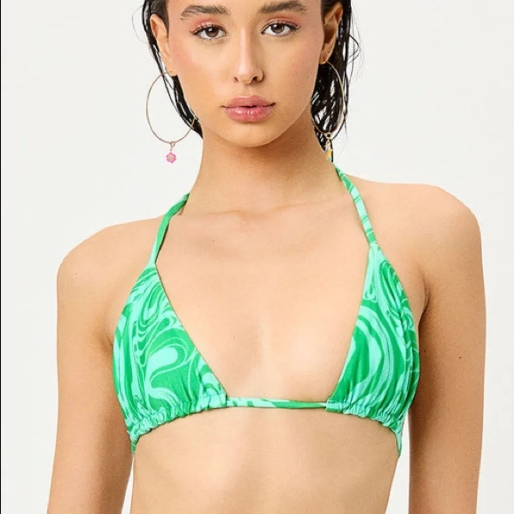 Frankie’s Bikinis Naomi Tia Triangle Top and Foxy Bikini Bottom Rainforest (592)